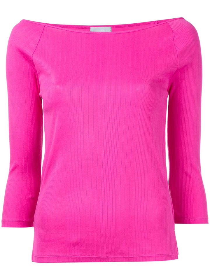 Estnation - Boat Neck Top - Women - Cotton - 38, Pink/purple, Cotton