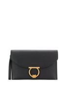 Salvatore Ferragamo Logo Buckle Clutch Bag - Black