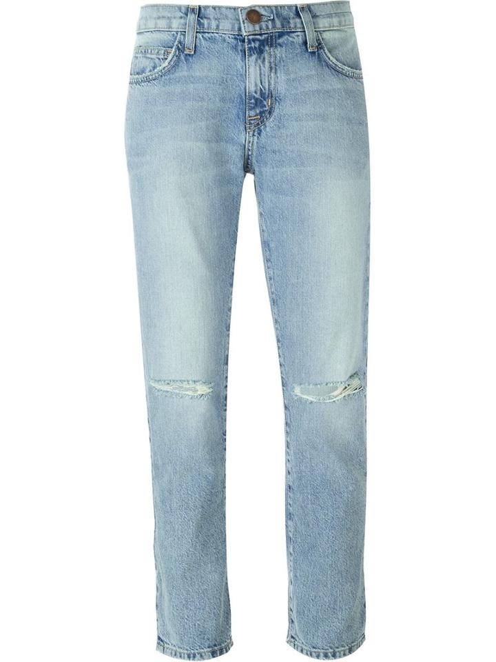 Current/elliott Distressed Five Pocket Jeans, Women's, Size: 30, Blue, Cotton/lyocell