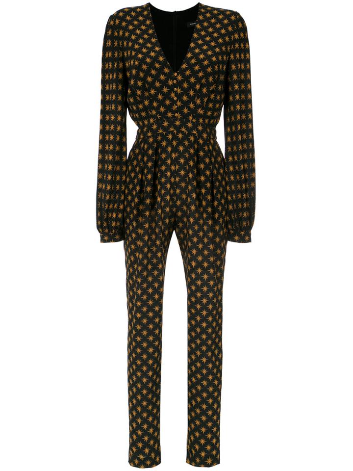 Andrea Marques Printed Puff Sleeves Jumpsuit - Black