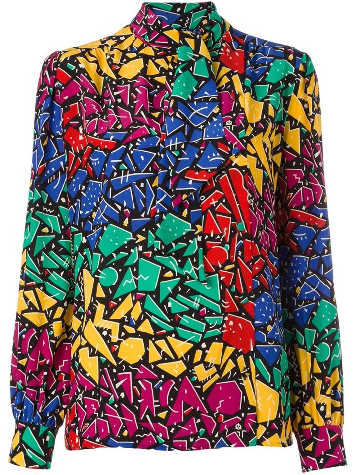 Saint Laurent 80's Graffiti Print Shirt, Women's, Size: 40, Silk