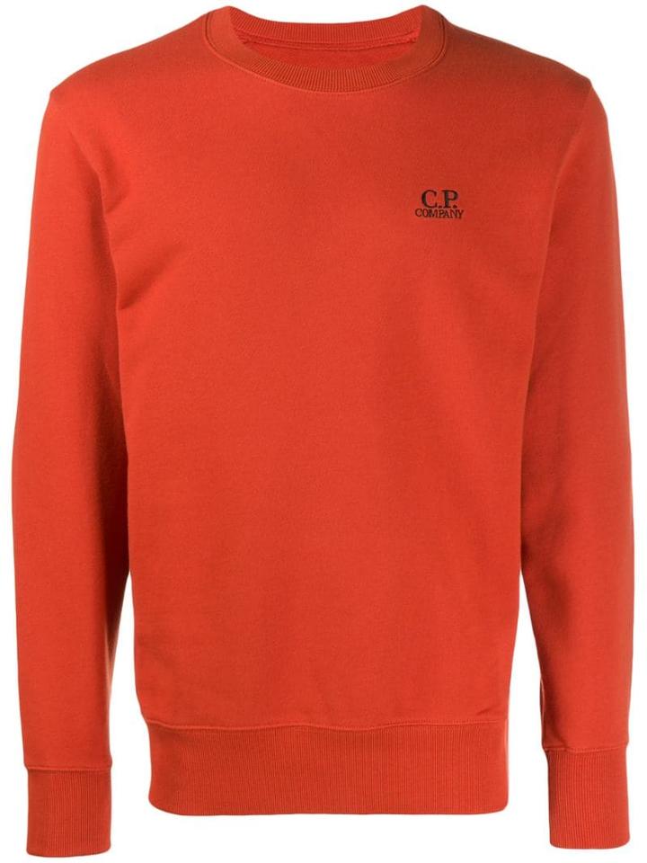 Cp Company Embroidered Logo Sweatshirt - Orange