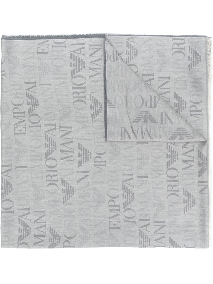 Emporio Armani Logo Pattern Scarf - Grey
