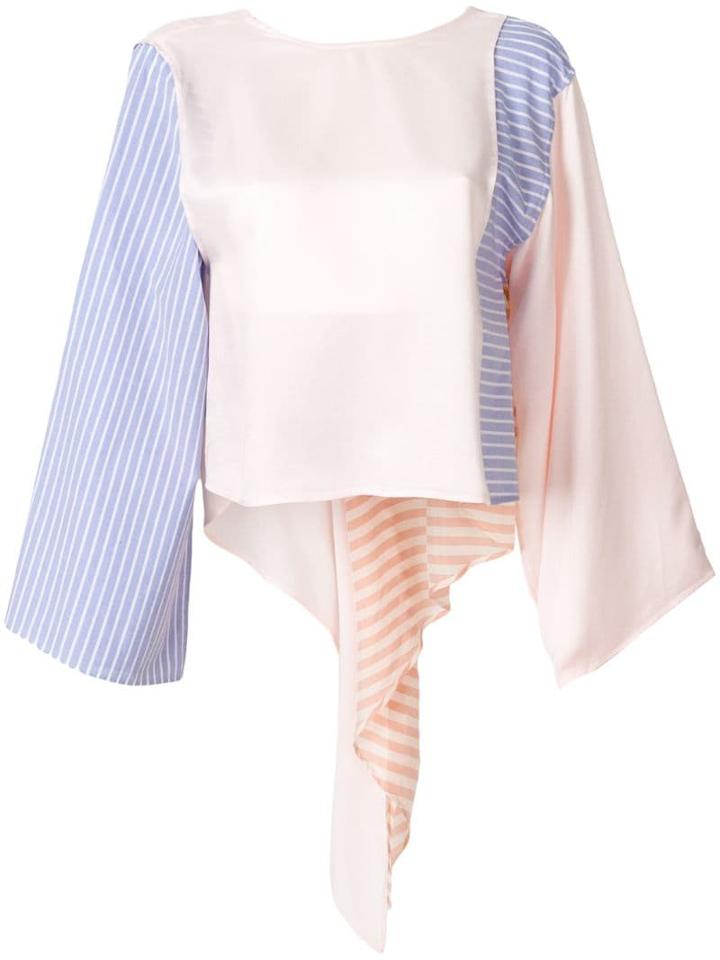 Mm6 Maison Margiela Patchwork Jersey Top - Pink