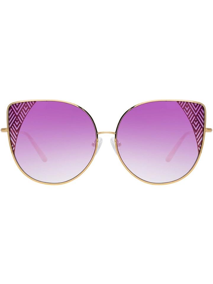Linda Farrow Zigzag Cat Eye Sunglasses - Gold