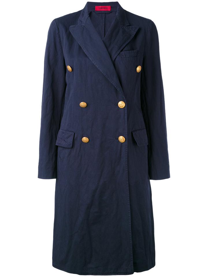 The Gigi - Double-breasted Coat - Women - Cotton/acetate/viscose/metal - 46, Blue, Cotton/acetate/viscose/metal