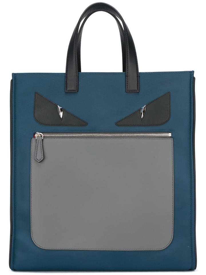 Fendi Bag Bugs Tote, Men's, Blue, Nylon