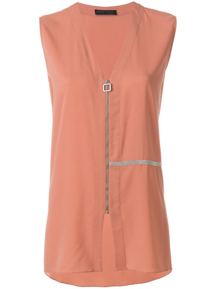 Fabiana Filippi Metallic Trim Sleeveless Blouse - Pink & Purple