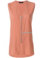 Fabiana Filippi Metallic Trim Sleeveless Blouse - Pink & Purple