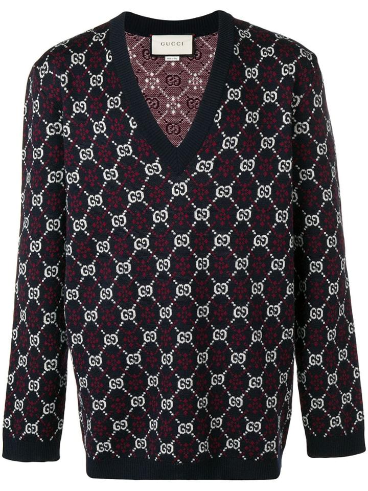 Gucci Gg Motif Sweater - Blue