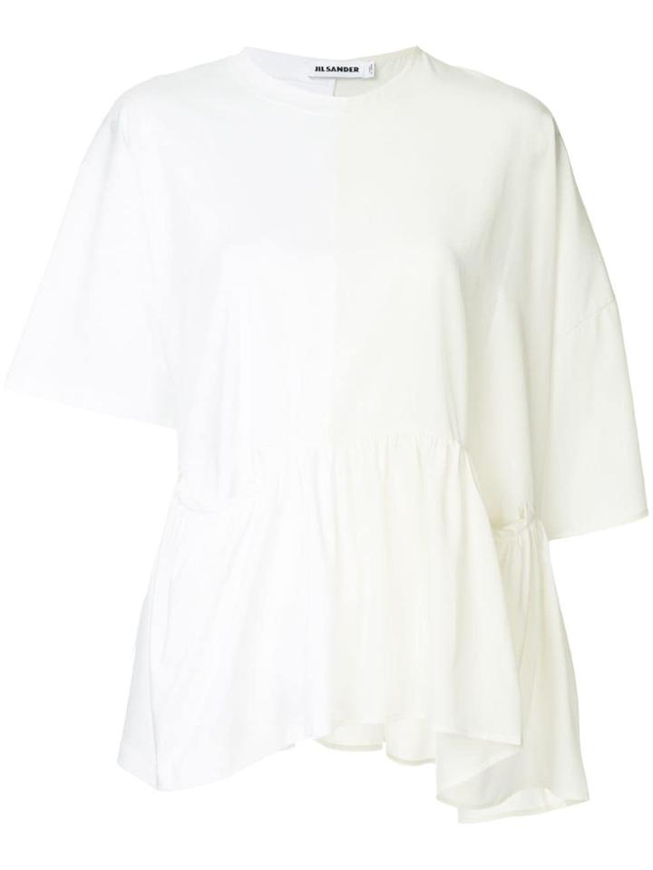 Jil Sander Asymmetric Ruffle T-shirt - White