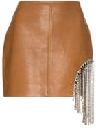 Area Crystal Fringe-embellished Mini Skirt - Brown