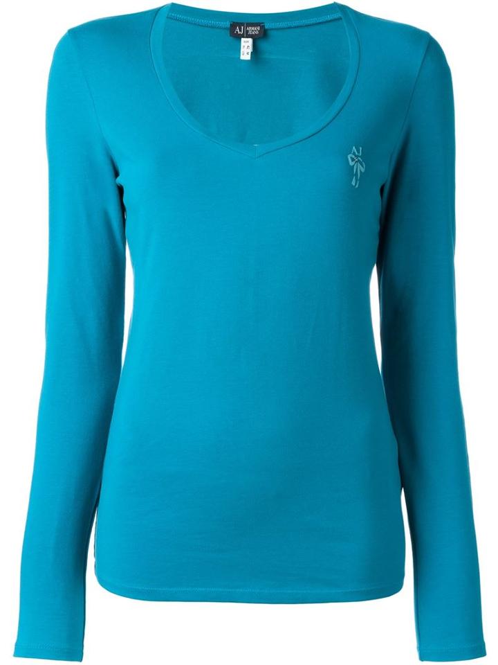 Armani Jeans Basic Sweatshirt, Women's, Size: 42, Blue, Cotton/spandex/elastane