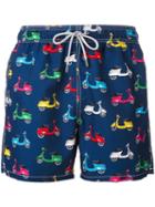 Mc2 Saint Barth - Scooter Print Swim Shorts - Men - Polyamide/polyester/spandex/elastane - M, Blue, Polyamide/polyester/spandex/elastane