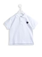 Comme Des Garçons Play Kids Heart Patch Polo Shirt, Boy's, Size: 6 Yrs, White