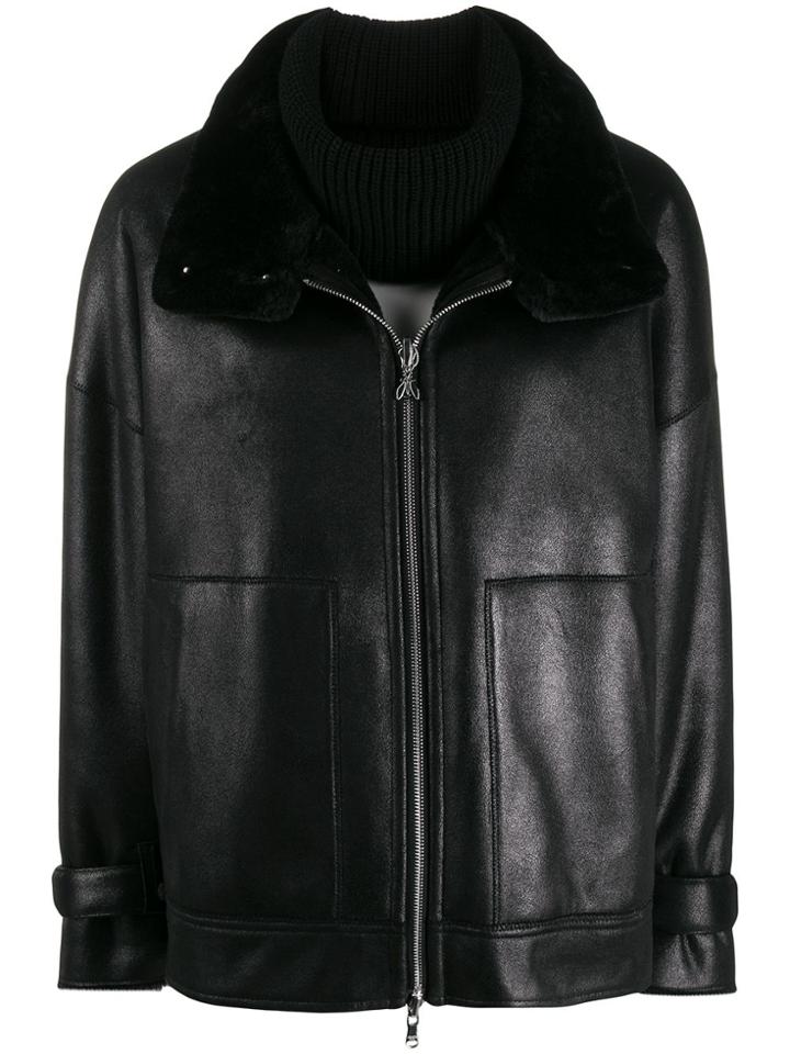 Patrizia Pepe Faux Leather Jacket - Black