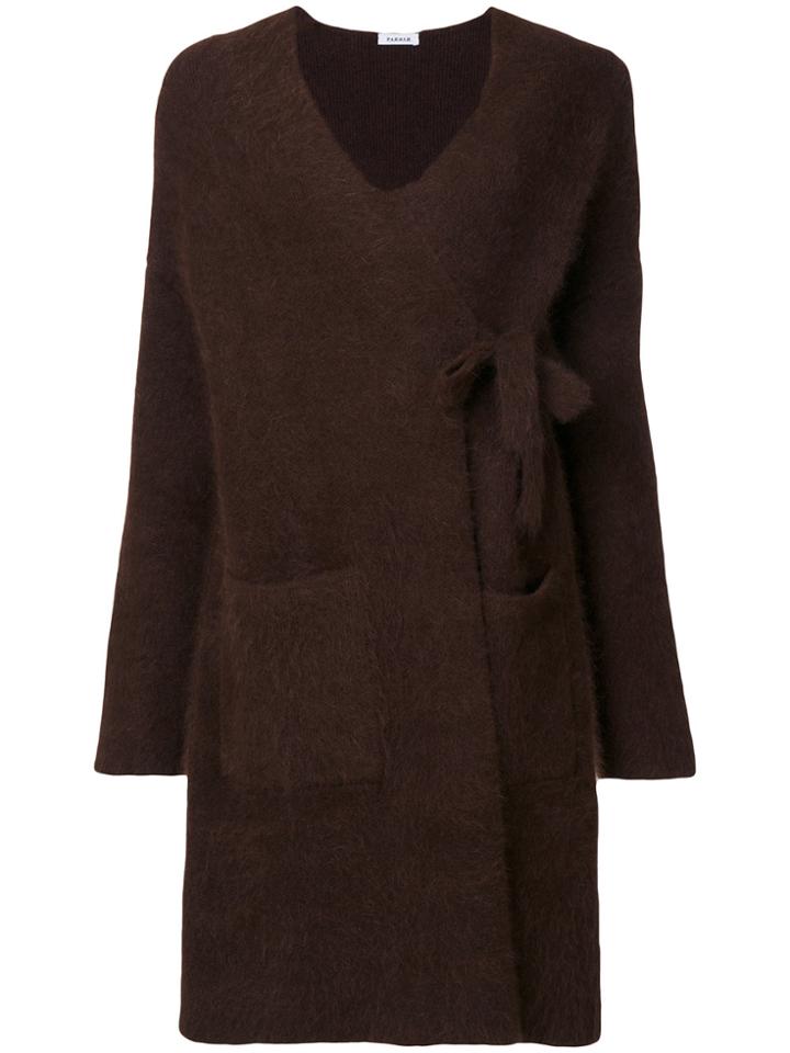 P.a.r.o.s.h. V-neck Tie Coat - Brown