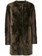 Drome Furry Detail Buttoned Up Coat - Green