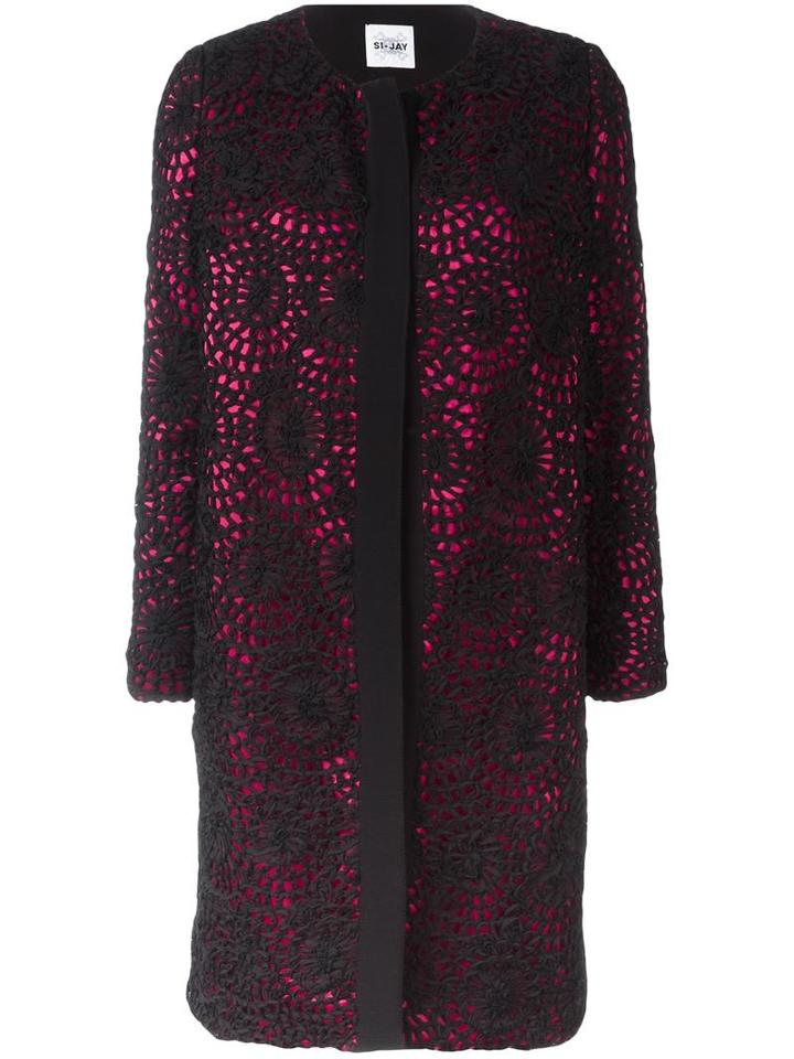 Si Jay Lace Overlay Coat, Women's, Size: 44, Black, Polyester