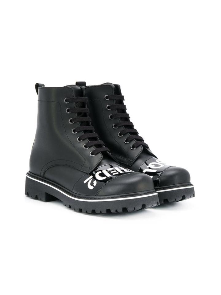 Dsquared2 Kids Printed Combat Boots - Black