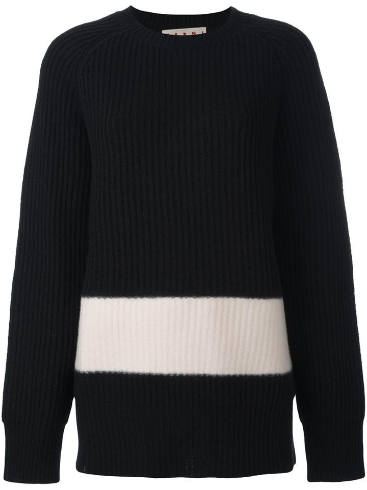 Marni Contrast Stripe Jumper, Women's, Size: 46, Blue, Cashmere/wool