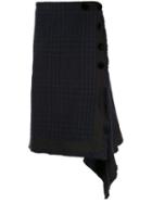 Sacai Asymmetric Checked Skirt - Blue