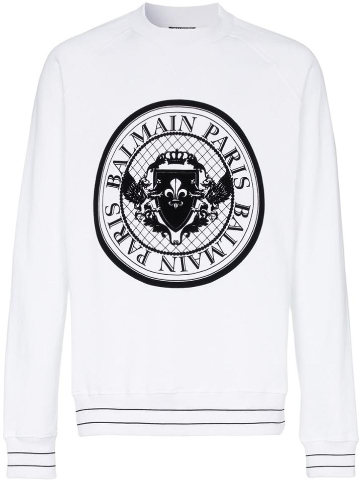 Balmain Logo Cotton Sweatshirt - White