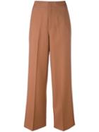 Helmut Lang Wide Leg Trousers, Women's, Size: 6, Brown, Cotton/wool