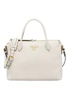 Prada Logo Plaque Tote - White