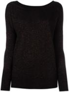 Giada Benincasa Metallic V-back Knitted Top, Women's, Size: Xs, Black, Cashmere/wool/viscose/polyester