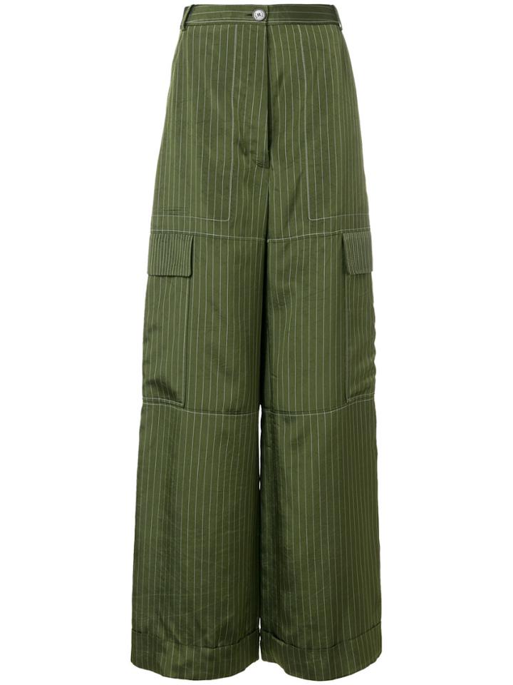 Sonia Rykiel Rive Gauche Striped Cargo Trousers - Green