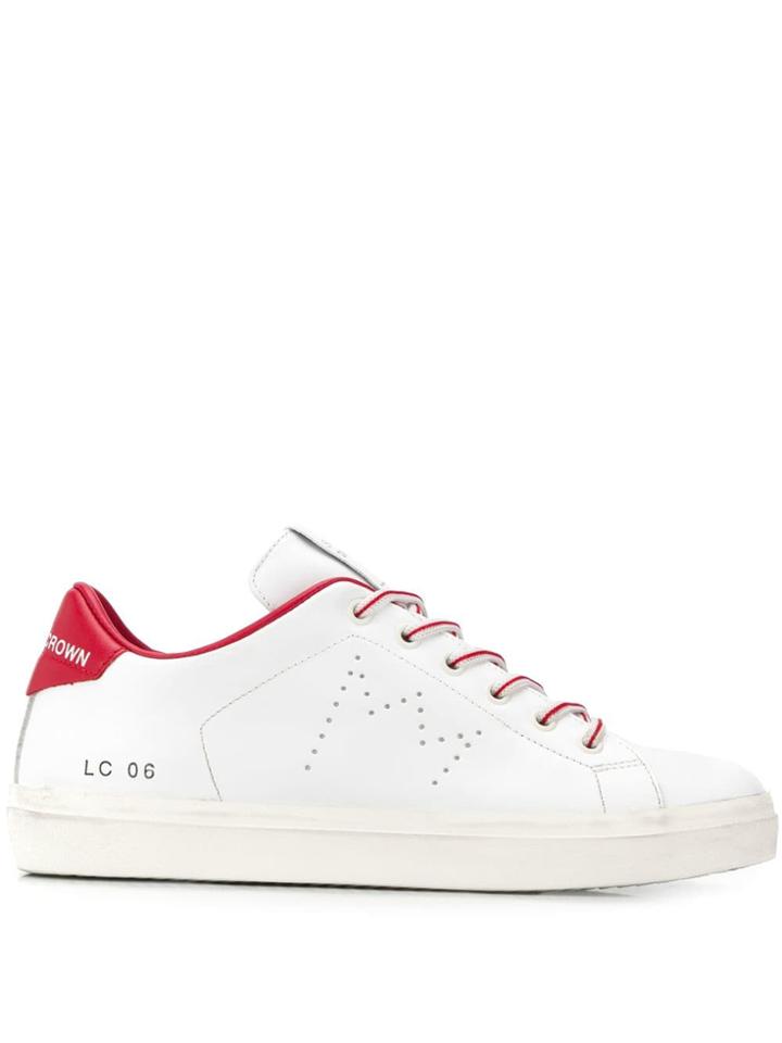 Leather Crown Perforated Detail Sneakers - White