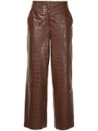 Nanushka Crocodile Embossed Faux Leather Trousers - Brown