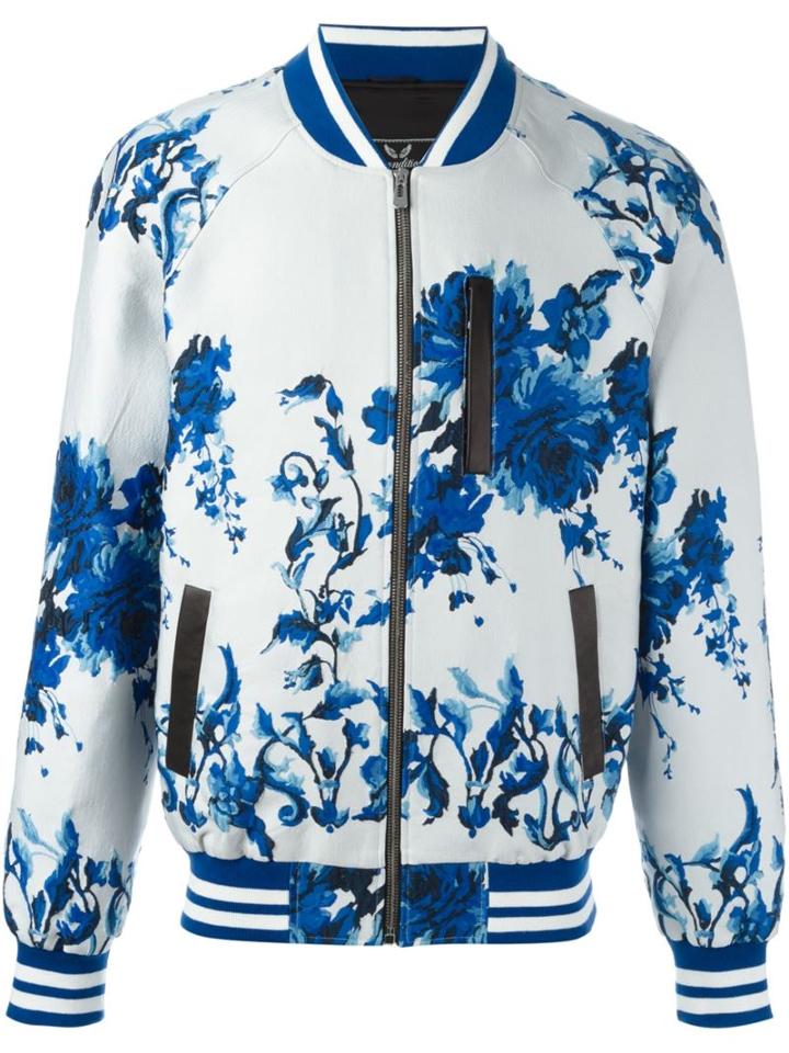 Unconditional Floral Print Bomber Jacket, Men's, Size: Small, Blue, Polyester/cotton/linen/flax/silk