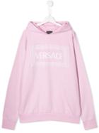 Young Versace Logo Print Hoodie - Pink