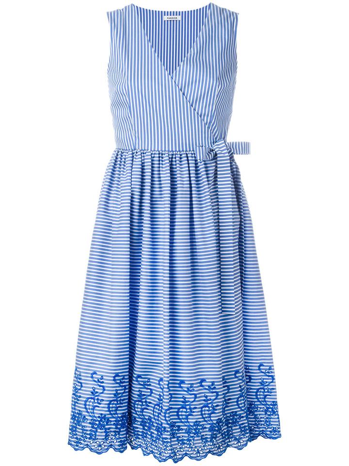 Striped Wrap Dress - Women - Cotton/polyamide/spandex/elastane - L, Blue, Cotton/polyamide/spandex/elastane, P.a.r.o.s.h.
