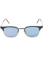 Thom Browne Square Frame Sunglasses, Adult Unisex, Blue, Titanium/18kt Gold