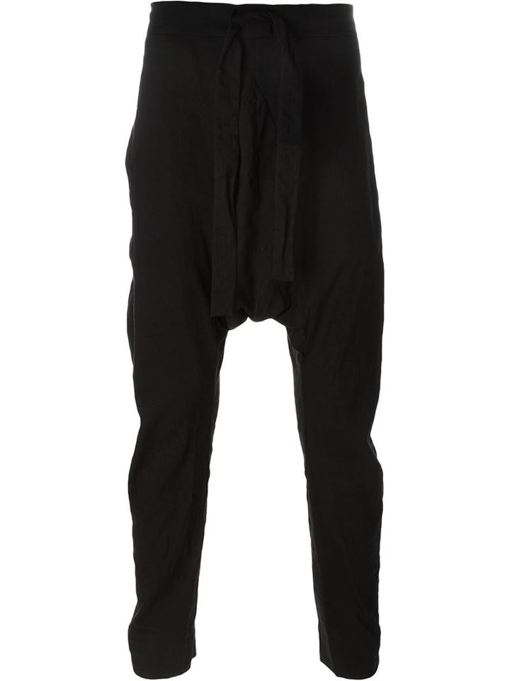 Ziggy Chen Drop-crotch Trousers, Men's, Size: 52, Black, Linen/flax/cotton/silk
