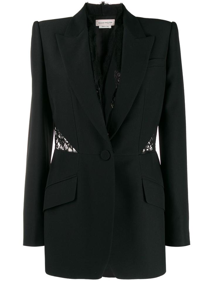 Alexander Mcqueen Lace Cut-out Blazer - Black