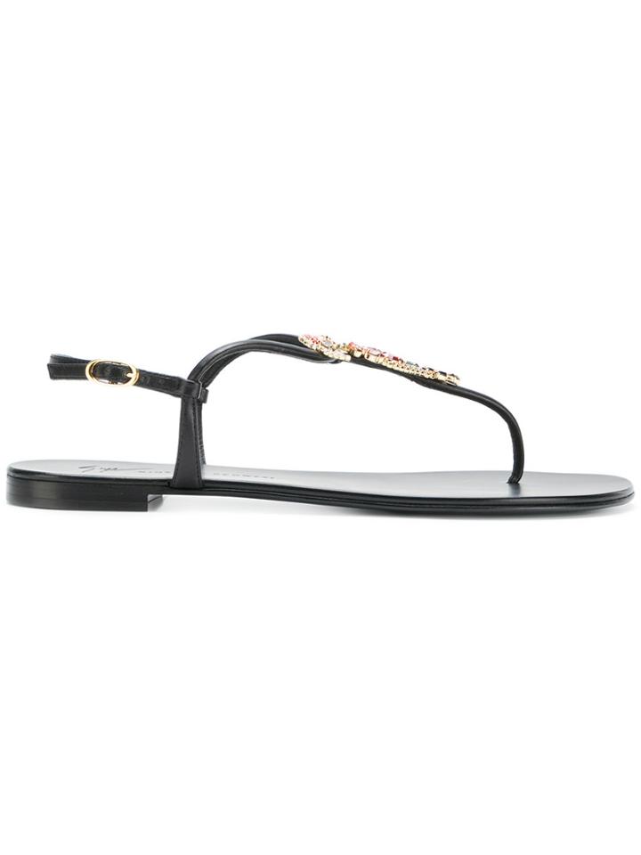 Giuseppe Zanotti Design Rhinestone Toucan Sandal - Black
