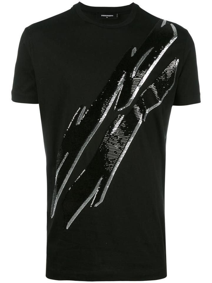 Dsquared2 Tiger Flash Sequin T-shirt, Men's, Size: Medium, Black, Cotton/polyester