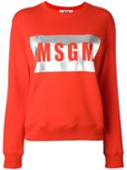 Msgm Logo Print Sweatshirt, Women's, Size: Small, Red, Cotton