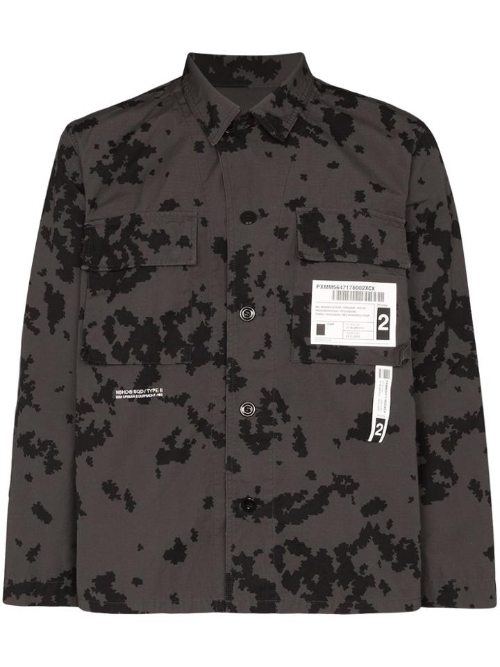 Neighborhood Camo Print Boxy Shirt Jacket - Black