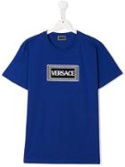 Young Versace Teen Rectangular Logo T-shirt - Blue