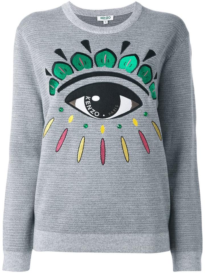 Kenzo 'eye' Jumper, Women's, Size: Medium, Grey, Acrylic/wool