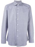 Canali Checked Shirt, Men's, Size: 38, Blue, Cotton