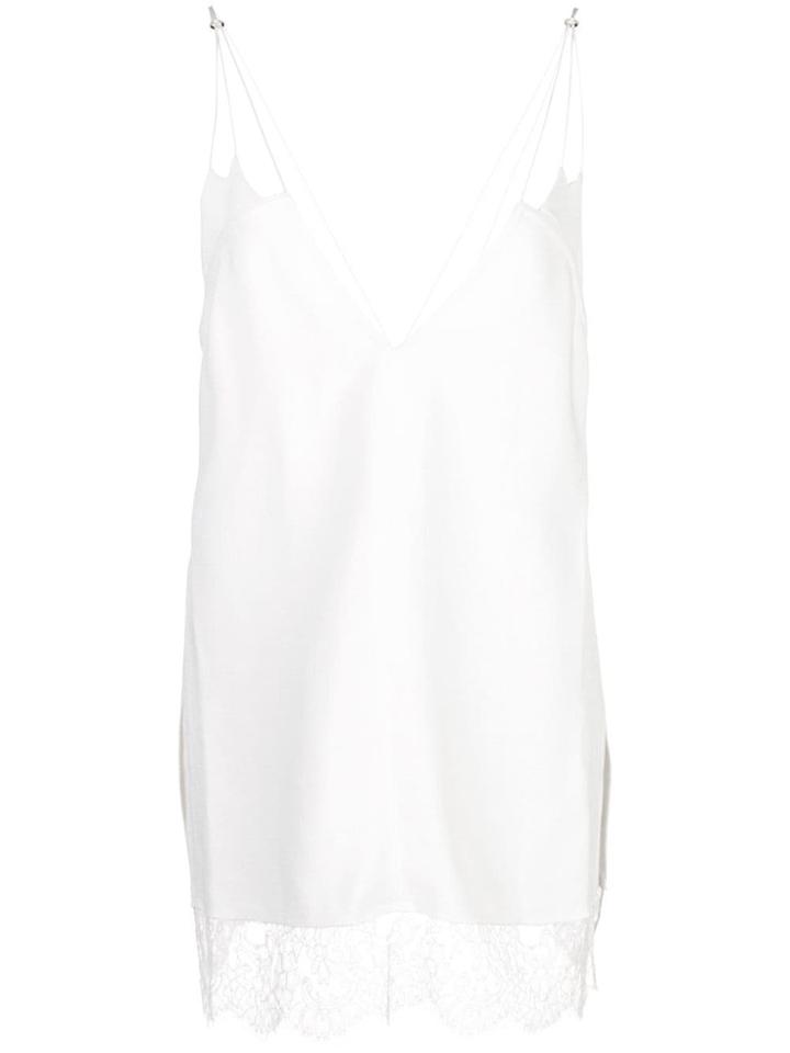 Khaite Scalloped Lace Hem Blouse - White