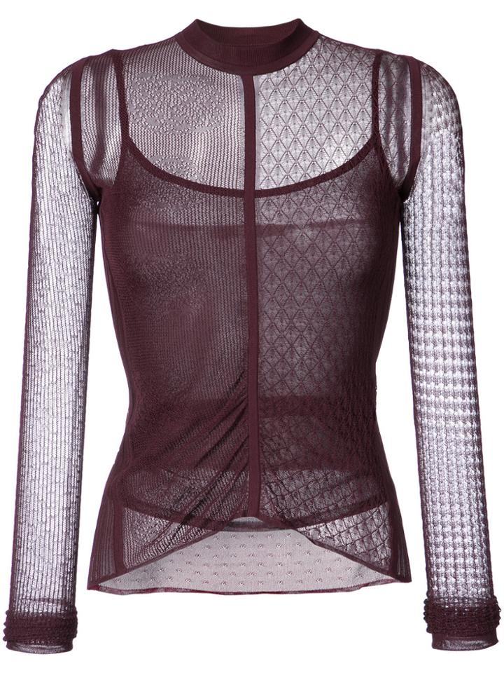 Jason Wu Lace And Net Detailed Top - Red