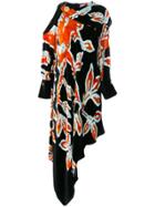 Peter Pilotto Asymmetric Draped Floral Dress - Blue