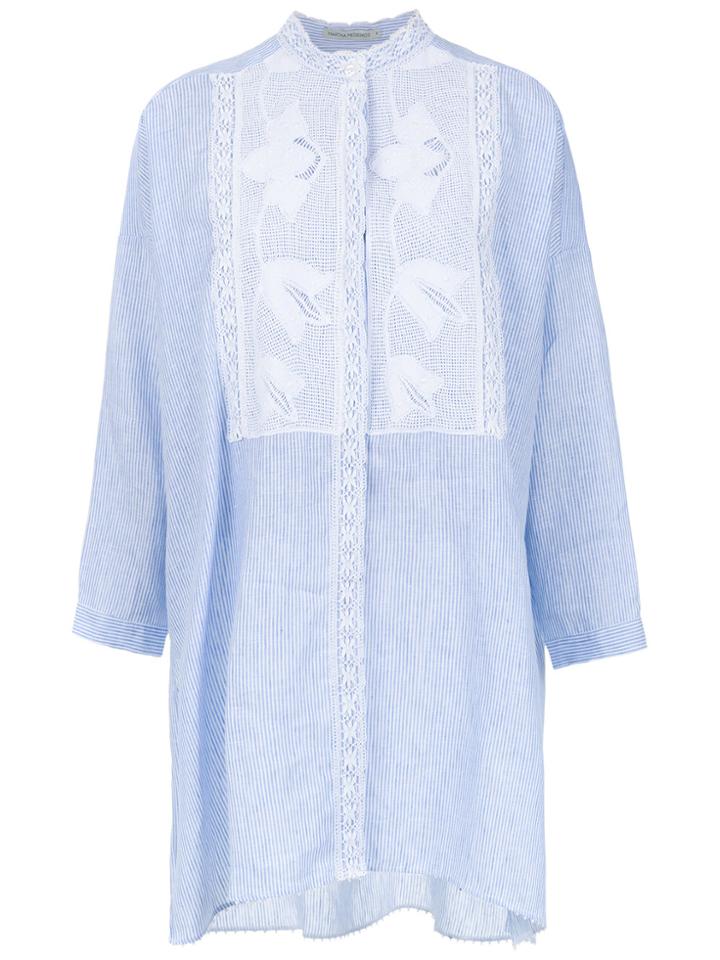 Martha Medeiros Lace Insert Shirt Dress - Blue